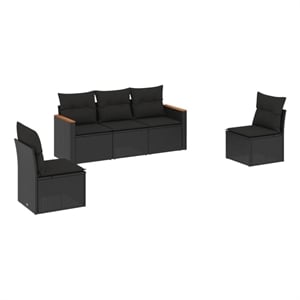 Afuera Living Contemporary Synthetic Poly Rattan Sofa Set in Black