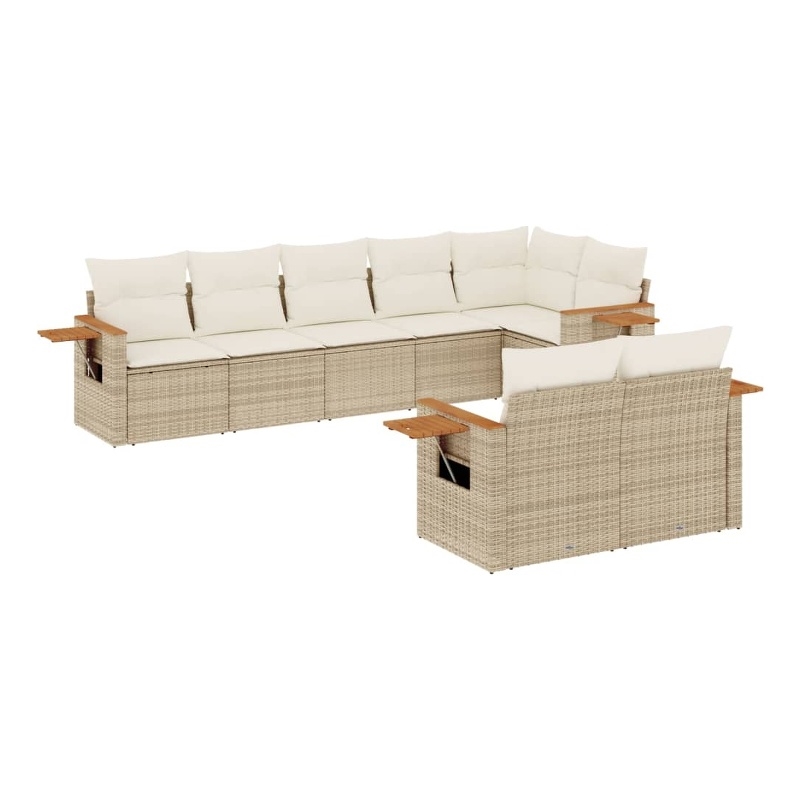 Afuera Living Contemporary 8 Piece Large Sofa Set in Cream/Beige