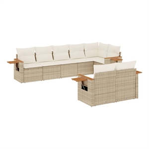 Afuera Living Contemporary 8 Piece Large Sofa Set in Cream/Beige
