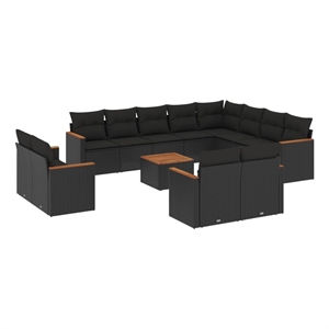 Afuera Living Contemporary Poly Rattan Large Sofa Set in Black