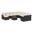 Afuera Living Contemporary Synthetic Poly Rattan 12 Piece Wood Sofa Set in Black