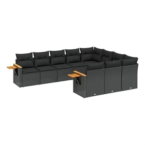 Afuera Living Contemporary 10 Piece Poly Rattan Sofa Set in Black