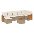 Afuera Living Contemporary 8 Piece Small Sofa Set in Cream/Beige