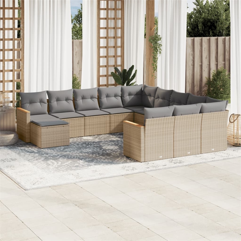 Afuera Living Contemporary 12 Piece Small Sofa Set in Gray/Beige