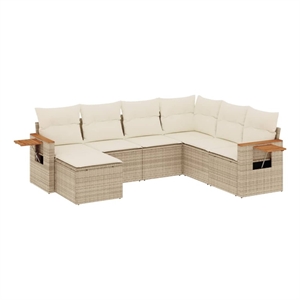 Afuera Living Contemporary Synthetic Poly Rattan  Sofa Set in Beige