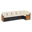 Afuera Living Contemporary Synthetic Poly Rattan 6 Piece Sofa Set in Black/Cream