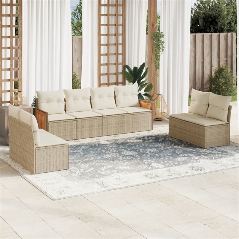 Afuera Living Contemporary Steel Large Sofa Set in Cream/Beige