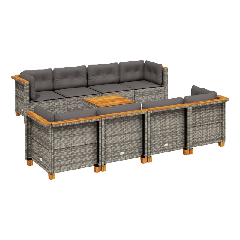 Afuera Living Contemporary 9 Piece Steel Large Sofa Set in Gray