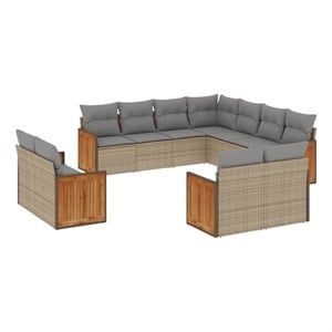 Afuera Living Contemporary 11 Piece Steel Sofa Set in Gray/Beige