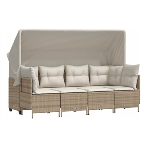 Afuera Living Contemporary Synthetic Poly Rattan 5 Piece Sofa Set in Beige