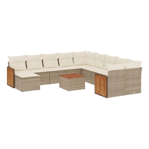 Afuera Living 12 Piece Solid Acacia Wood Sofa Set in Cream/Beige