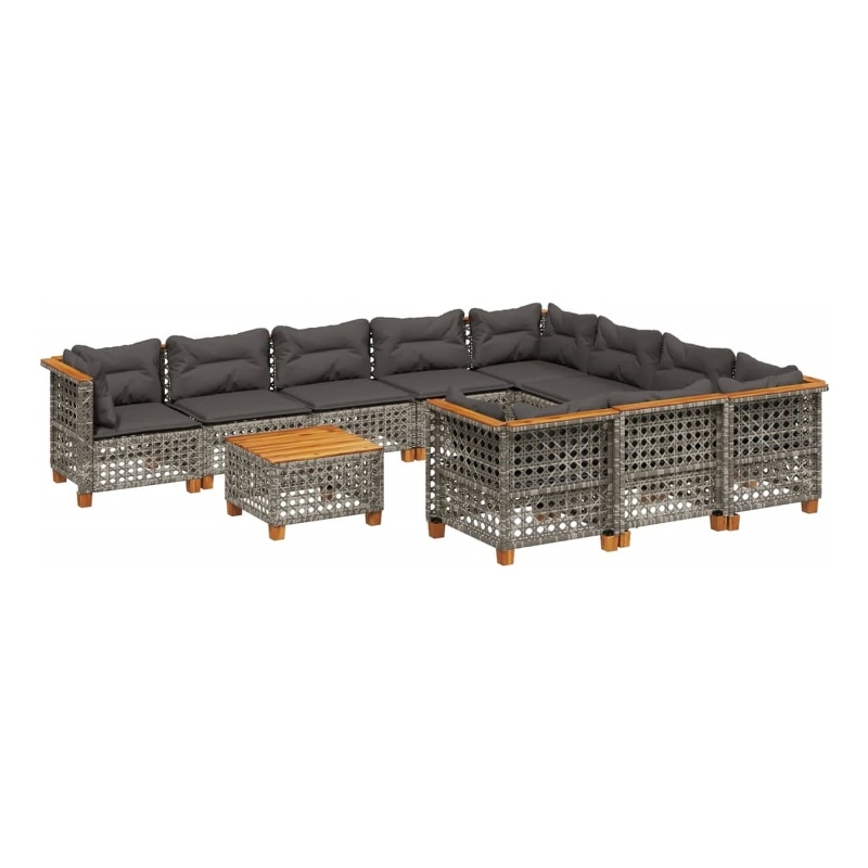 Afuera Living Contemporary Solid Acacia Wood Sofa Set in Gray