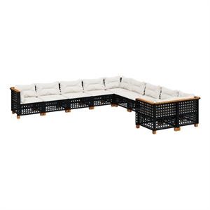 Afuera Living Contemporary 10 Piece Poly Rattan Sofa Set in Black
