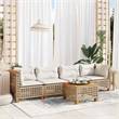 Afuera Living Contemporary Solid Acacia Wood Sofa Set in Beige