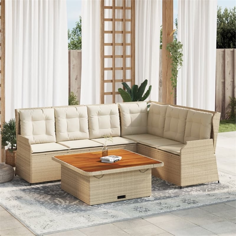 Afuera Living Contemporary 5 Piece Lounge Set in Brown/Beige