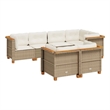 Afuera Living Contemporary 7 Piece Steel Sofa Set in Cream/Beige