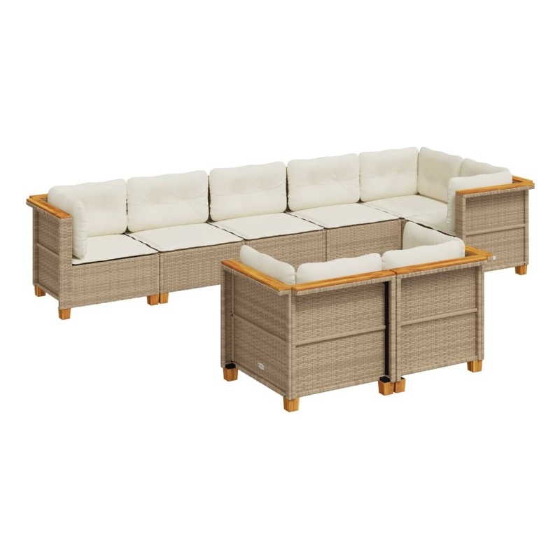 Afuera Living Contemporary 8 Piece Steel Sofa Set in Cream/Beige