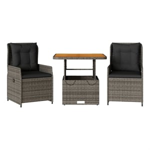 Afuera Living Contemporary Poly Rattan Bistro Set in Gray/Brown