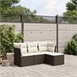 Afuera Living Contemporary Synthetic Poly Rattan 4 Piece  Sofa Set in Brown