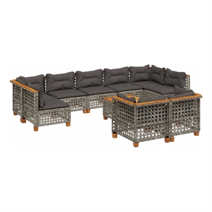 Afuera Living Contemporary 10 Piece Solid Acacia Wood Sofa Set in Gray