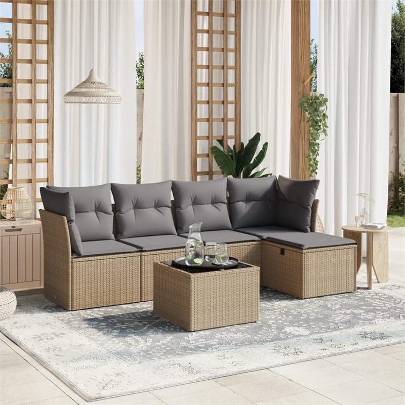 Afuera Living Contemporary 6 Piece Steel Sofa Set in Gray/Beige