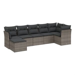 Afuera Living Poly Rattan Large Sofa Set with Removable Covers in Gray
