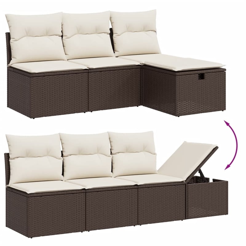 Afuera Living Contemporary Synthetic Poly Rattan 8 Piece Sofa Set in Brown