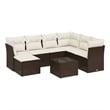 Afuera Living Contemporary Synthetic Poly Rattan 8 Piece Sofa Set in Brown