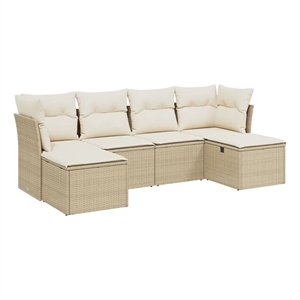 Afuera Living Contemporary Synthetic Poly Rattan Sofa Set in Beige