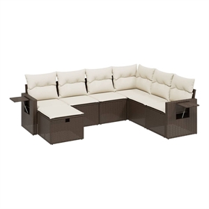 Afuera Living Contemporary Poly Rattan Large Sofa Set in Brown