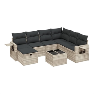 Afuera Living Contemporary Poly Rattan Small Sofa Set in Gray