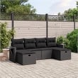 Afuera Living Contemporary Synthetic Poly Rattan 6 Piece  Sofa Set in Black