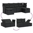 Afuera Living Contemporary Synthetic Poly Rattan 6 Piece  Sofa Set in Black