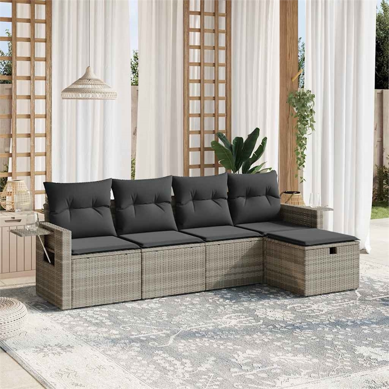 Afuera Living Contemporary 5 Piece Steel Small Sofa Set in Gray