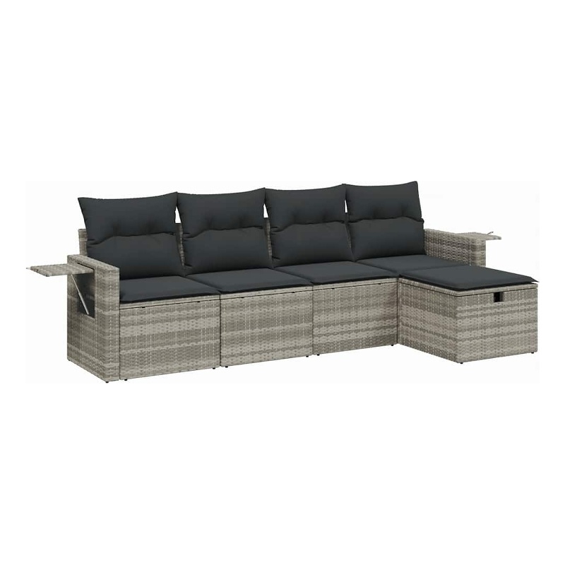 Afuera Living Contemporary 5 Piece Steel Small Sofa Set in Gray