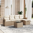 Afuera Living Contemporary Synthetic Poly Rattan 6 Piece Sofa Set in Black/Beige