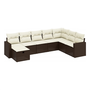 Afuera Living Contemporary Poly Rattan Large Sofa Set in Brown