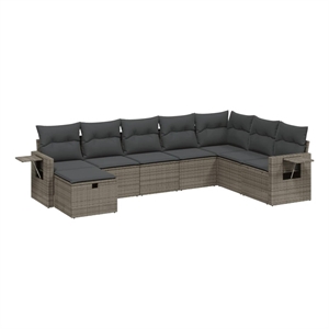 Afuera Living Contemporary Poly Rattan Large Sofa Set in Gray