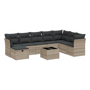 Afuera Living Contemporary Synthetic Poly Rattan Sofa Set in Gray