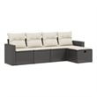 Afuera Living Synthetic Polyethylene Rattan 5 Piece Large Sofa Set in Black