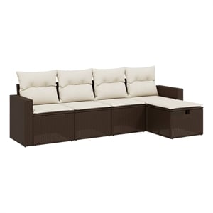 Afuera Living Contemporary 5 Piece Poly Rattan Sofa Set in Brown