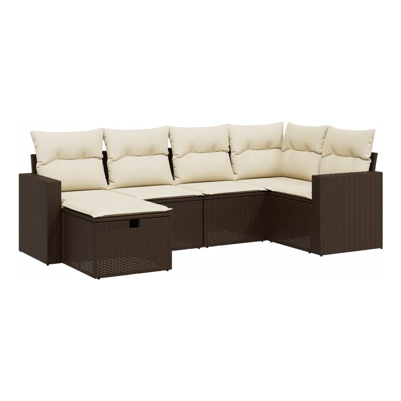 Afuera Living Contemporary 6 Piece Steel Large Sofa Set in Brown