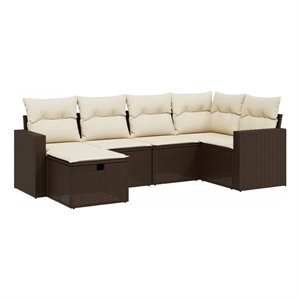 Afuera Living Contemporary 6 Piece Steel Large Sofa Set in Brown