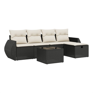 Afuera Living Contemporary Poly Rattan Large Sofa Set in Black