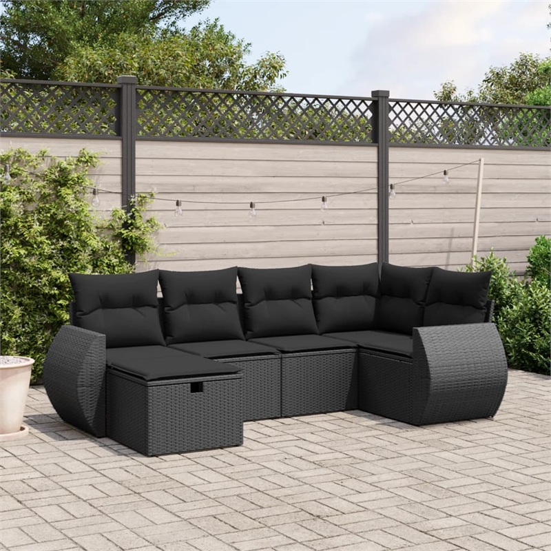 Afuera Living Contemporary 6 Piece Steel Small Sofa Set in Black