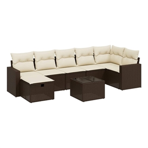 Afuera Living Contemporary Poly Rattan Large Sofa Set in Brown
