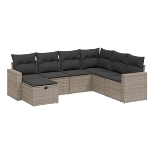 Afuera Living Contemporary 7 Piece Poly Rattan Sofa Set in Gray