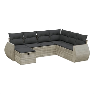 Afuera Living 7 Piece Poly Rattan Large Sofa Set with Removable Covers in Gray