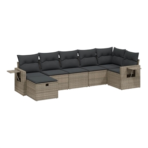 Afuera Living Contemporary Poly Rattan Large Sofa Set in Gray