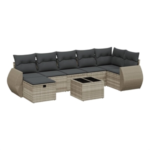 Afuera Living Contemporary 8 Piece Poly Rattan Large Sofa Set in Gray